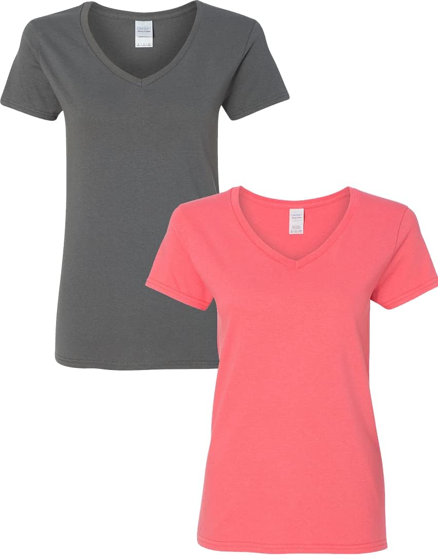 Gildan V-Neck Cotton Tee Duo for Women