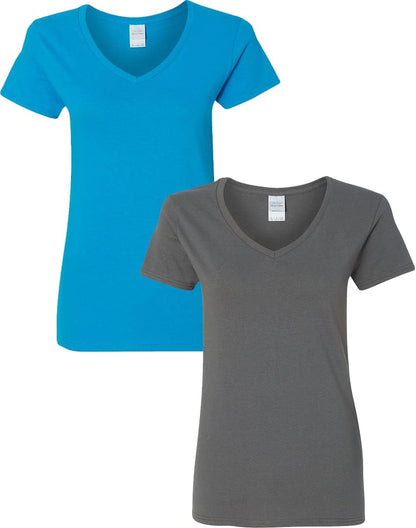 Gildan V-Neck Cotton Tee Duo for Women