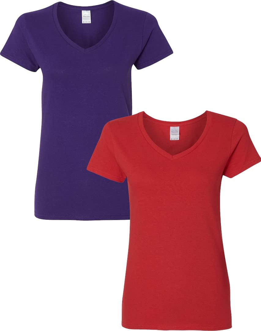Gildan V-Neck Cotton Tee Duo for Women