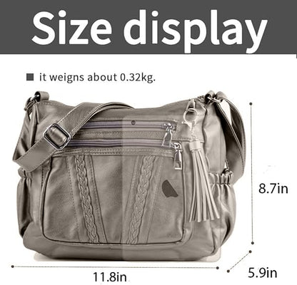 ELDA Chic Crossbody: Soft PU Leather Multi-Pocket Bag