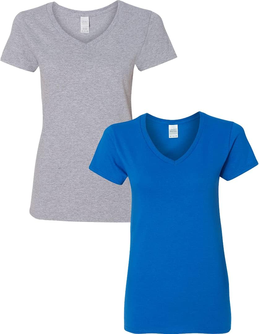 Gildan V-Neck Cotton Tee Duo for Women