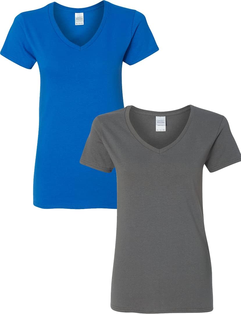 Gildan V-Neck Cotton Tee Duo for Women