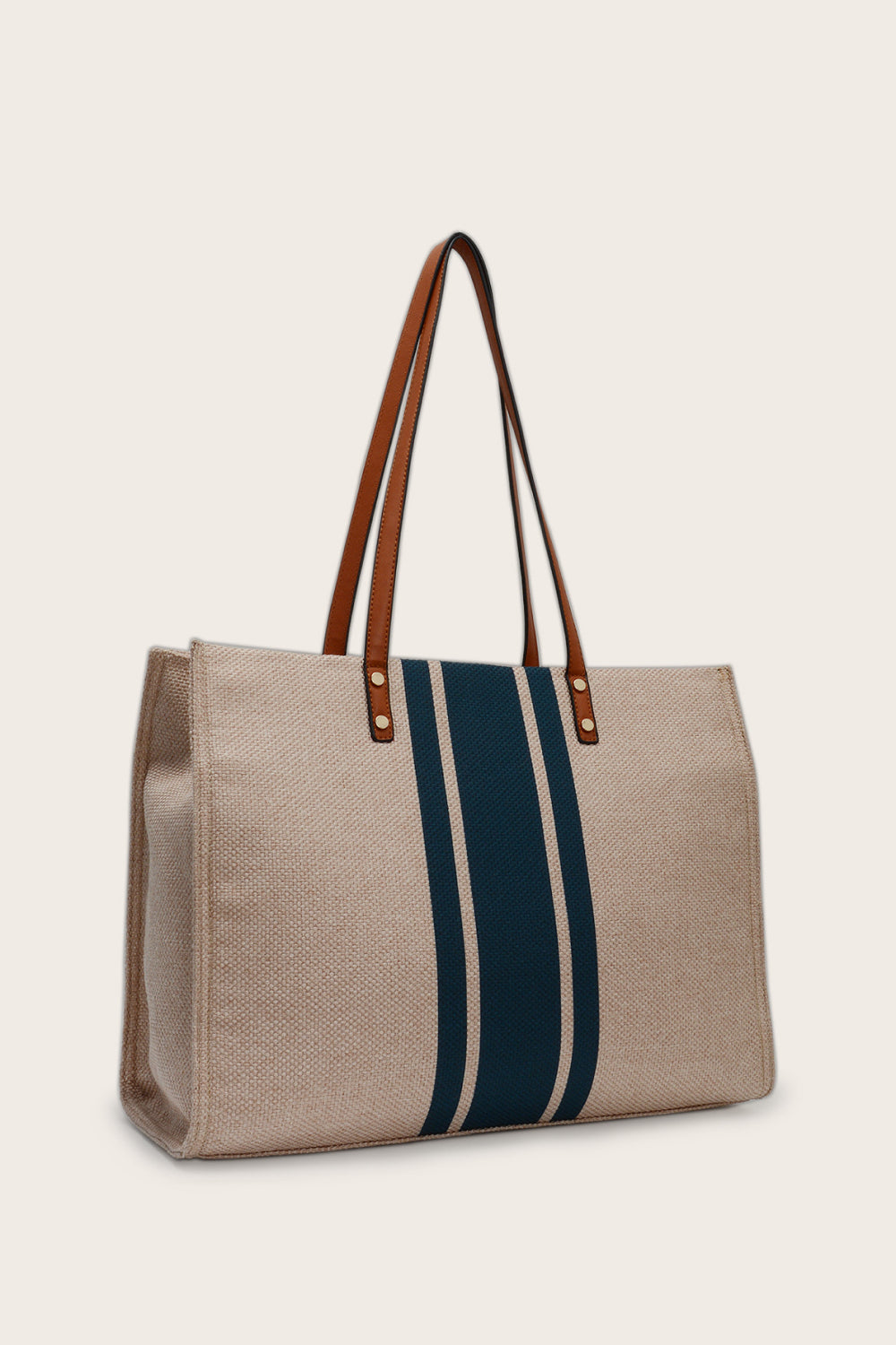 Striped Tote Bag - Premium Tote Bag from Trendsi - Just $57.99! Shop now at Handbags Specialist Headquarter