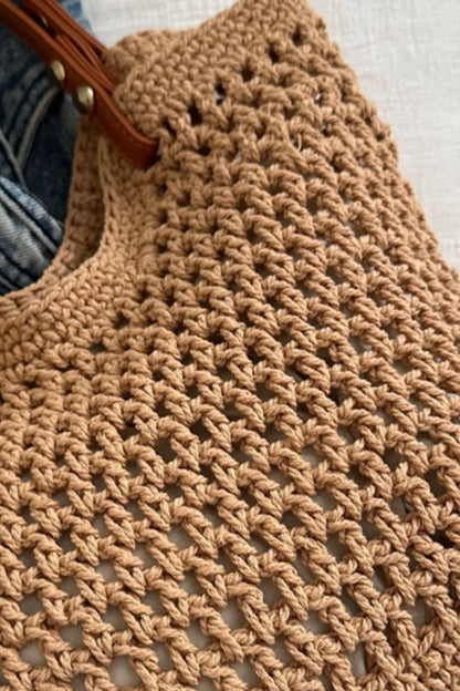 Openwork Woven Tote Bag - Premium Tote Bag from Trendsi - Just $39.99! Shop now at Handbags Specialist Headquarter