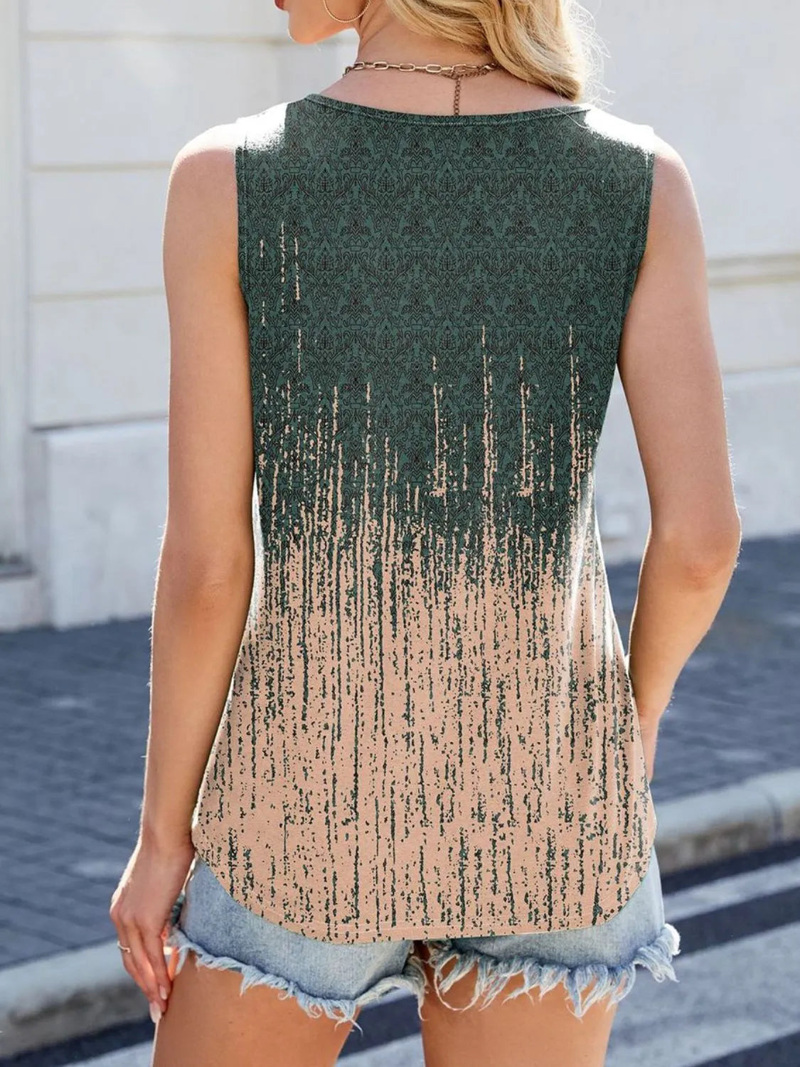Printed Scoop Neck Wide Strap Tank - Premium Tops from Trendsi - Just $19.70! Shop now at Handbags Specialist Headquarter