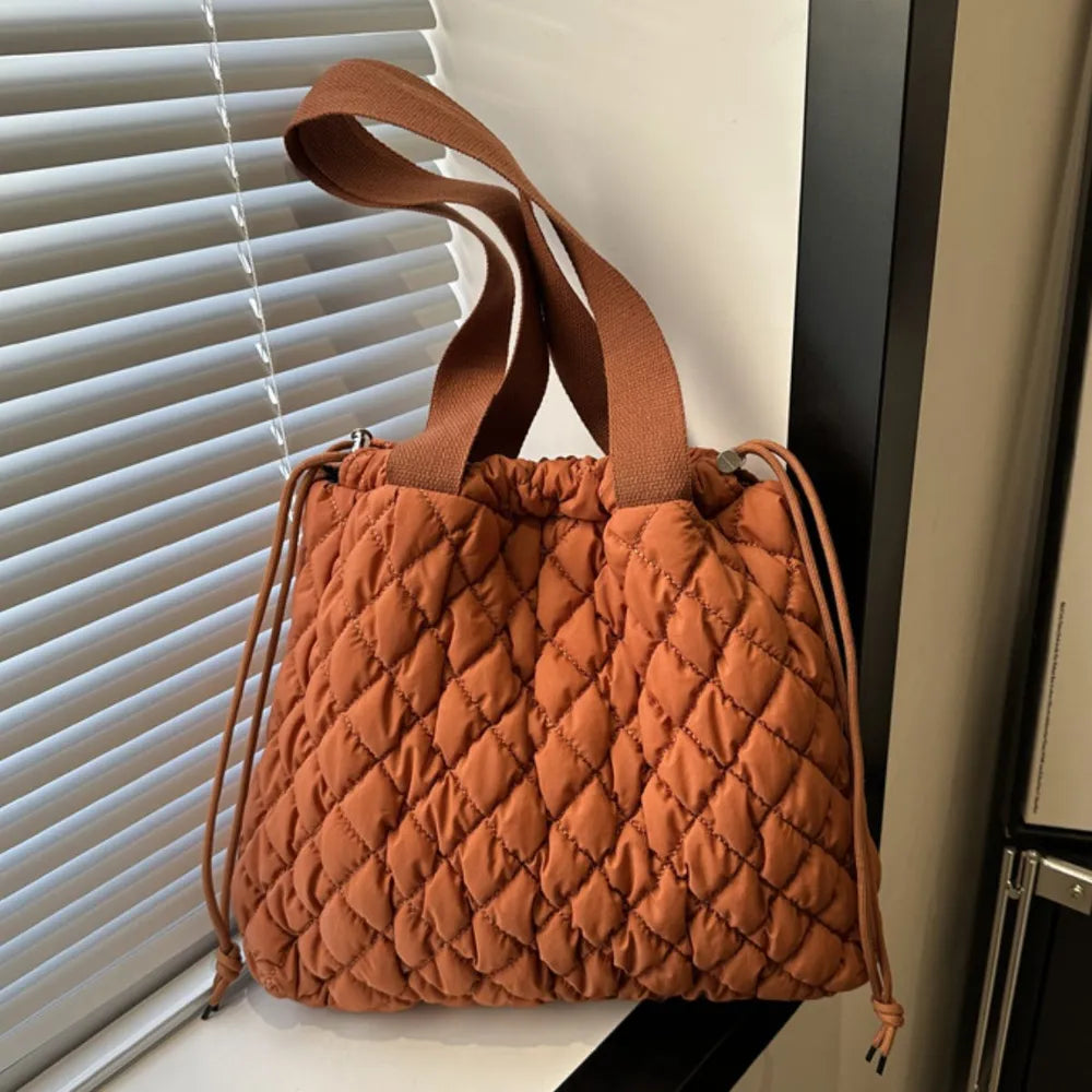 Drawstring Bubble Texture Tote Bag - Premium Tote Bag from Trendsi - Just $39.99! Shop now at Handbags Specialist Headquarter