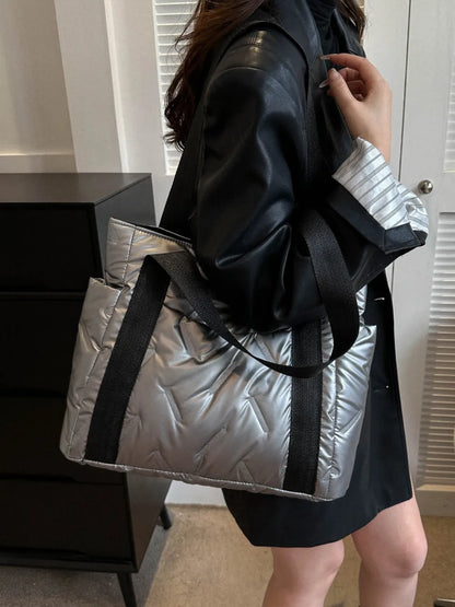 Solid Color Tote Bag with Side Pockets - Premium Tote Bag from Trendsi - Just $39.99! Shop now at Handbags Specialist Headquarter
