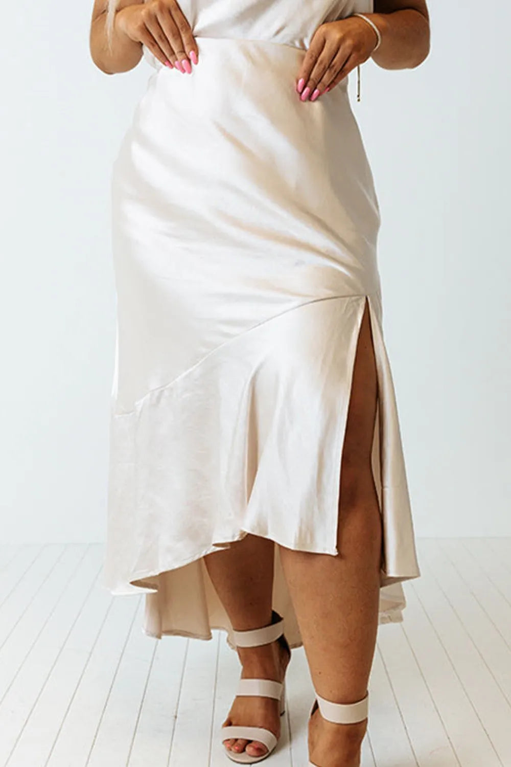 Plus Size Slit Ruffled Skirt - Premium  from Trendsi - Just $35.99! Shop now at Handbags Specialist Headquarter