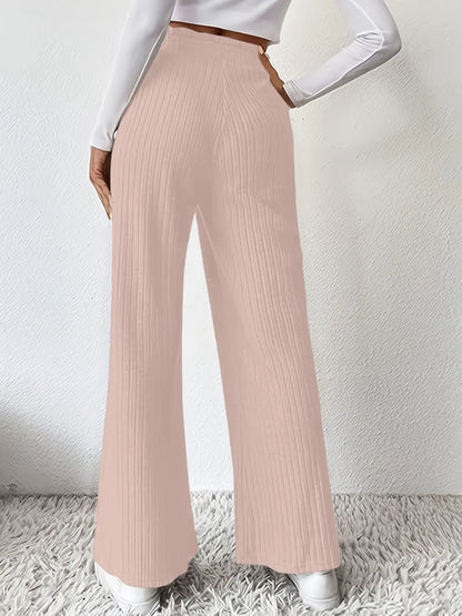 Ribbed High Waist Pants - Premium Women Pants from Trendsi - Just $29.99! Shop now at Handbags Specialist Headquarter