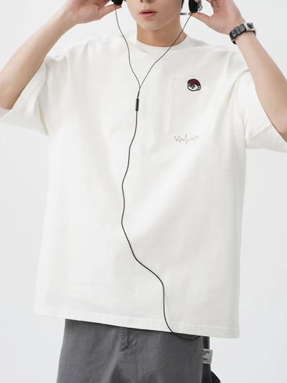 Men's Plus Size Round Neck Embroidered T-Shirt - Premium Men's T-Shirt from Trendsi - Just $30.99! Shop now at Handbags Specialist Headquarter