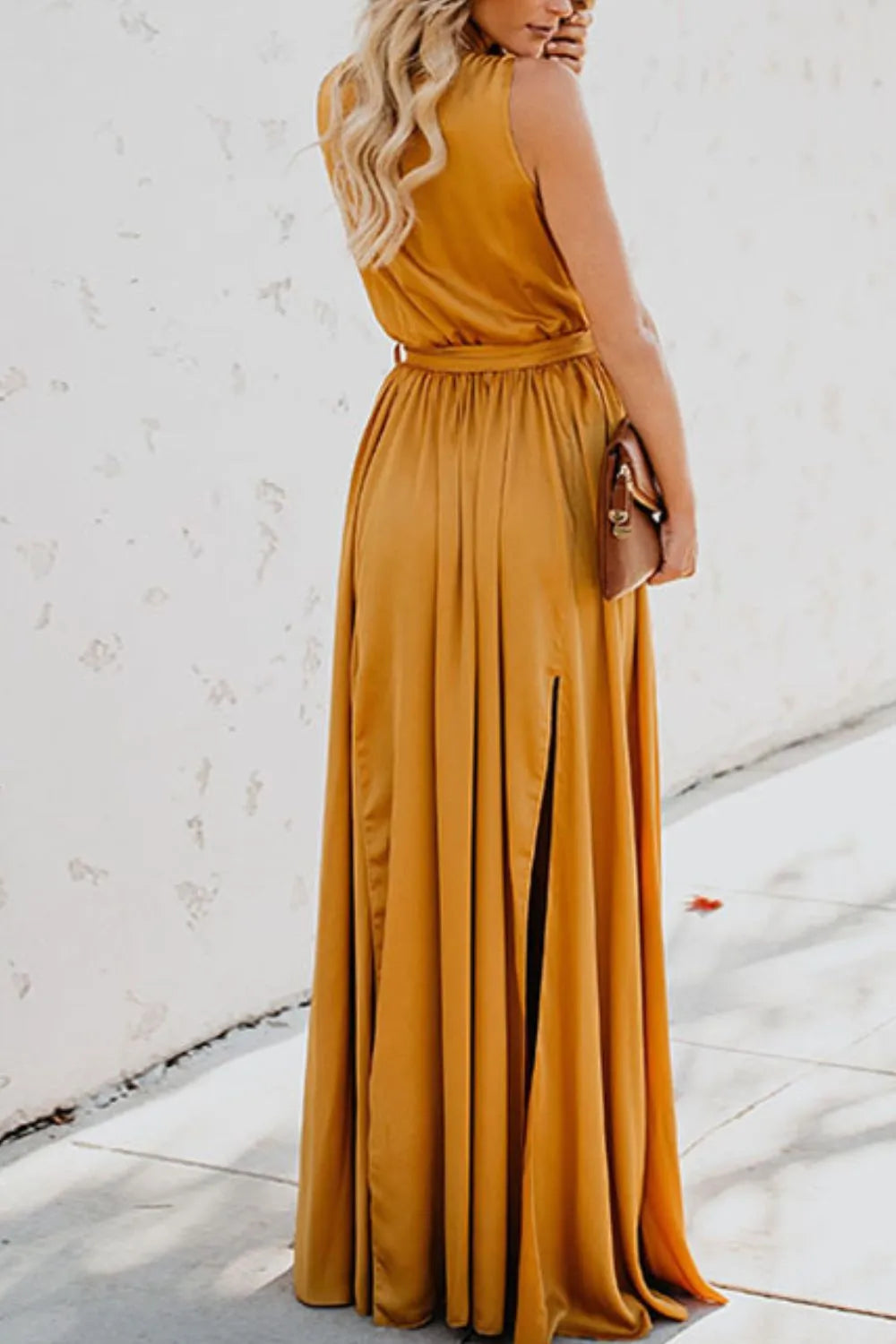 Surplice Tie Waist Maxi Dress - Premium Maxi Dress from Trendsi - Just $39.99! Shop now at Handbags Specialist Headquarter