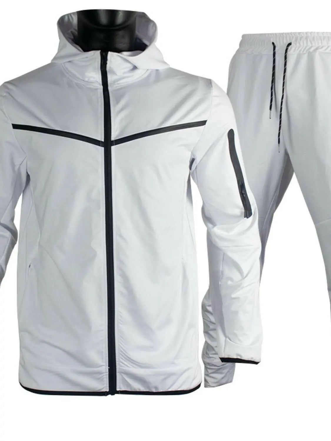 Men's Full Size Zip Up Top and Pants Set Plus Size.