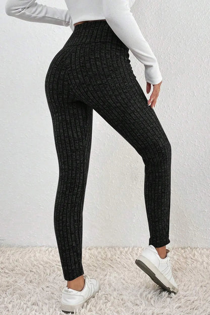 Ribbed High Waist Leggings - Premium Leggings from Trendsi - Just $40.47! Shop now at Handbags Specialist Headquarter