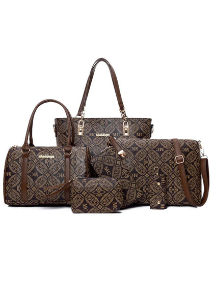 6-Piece Geometric Pattern Bag Set - Premium Wallet from Trendsi - Just $71.99! Shop now at Handbags Specialist Headquarter