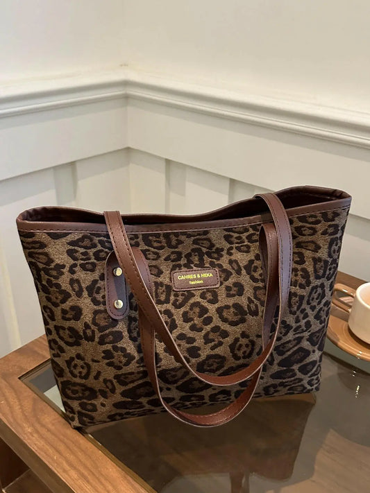 Leopard Polyester Tote Bag.