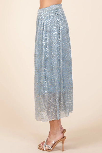 Mittoshop Metallic Glitter Speckle Print Elastic Midi Skirt - Premium Skirts from Trendsi - Just $60.99! Shop now at Handbags Specialist Headquarter