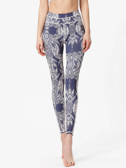 Printed Active High Waist Leggings - Premium Leggings from Trendsi - Just $48.12! Shop now at Handbags Specialist Headquarter
