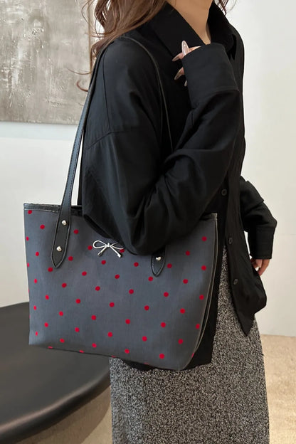 Bow Trim Polyester Tote Bag - Premium Tote Bag from Trendsi - Just $39.99! Shop now at Handbags Specialist Headquarter
