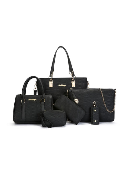6-Piece Leather Textured Bag Set - Premium Wallet from Trendsi - Just $37.99! Shop now at Handbags Specialist Headquarter