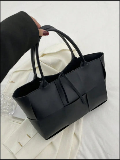 PU Leather Woven Handbag and Clutch Set - Premium handbags from Trendsi - Just $21.99! Shop now at Handbags Specialist Headquarter