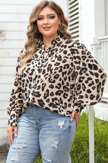Plus Size Printed Long Sleeve Shirt - Premium Plus Size Shirts from Trendsi - Just $31! Shop now at Handbags Specialist Headquarter