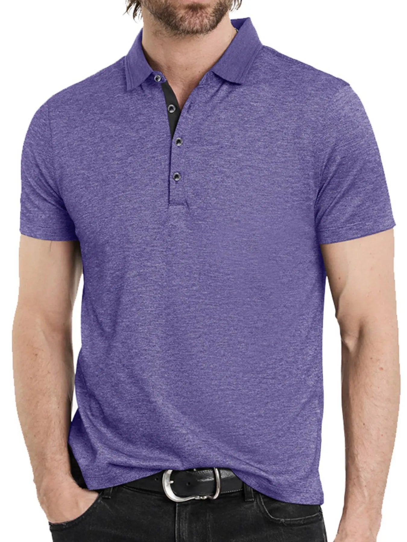 Men's Classic Heathered Short Sleeve Polo Shirt - Premium Men's Polo shirt from Trendsi - Just $39.96! Shop now at Handbags Specialist Headquarter