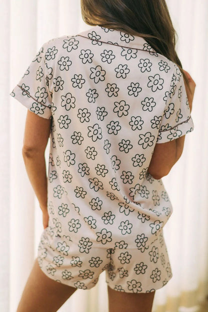 Flower Printed Top and Shorts Lounge Set - Premium Sleepwear from Trendsi - Just $34! Shop now at Handbags Specialist Headquarter