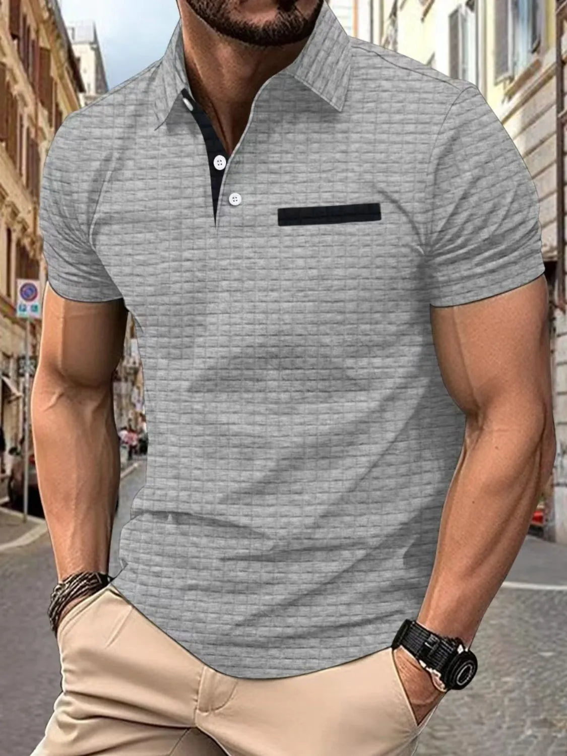 Men's Full Size Collared Neck Short Sleeve Polo Plus Size - Premium Men's Shirts from Trendsi - Just $27.06! Shop now at Handbags Specialist Headquarter