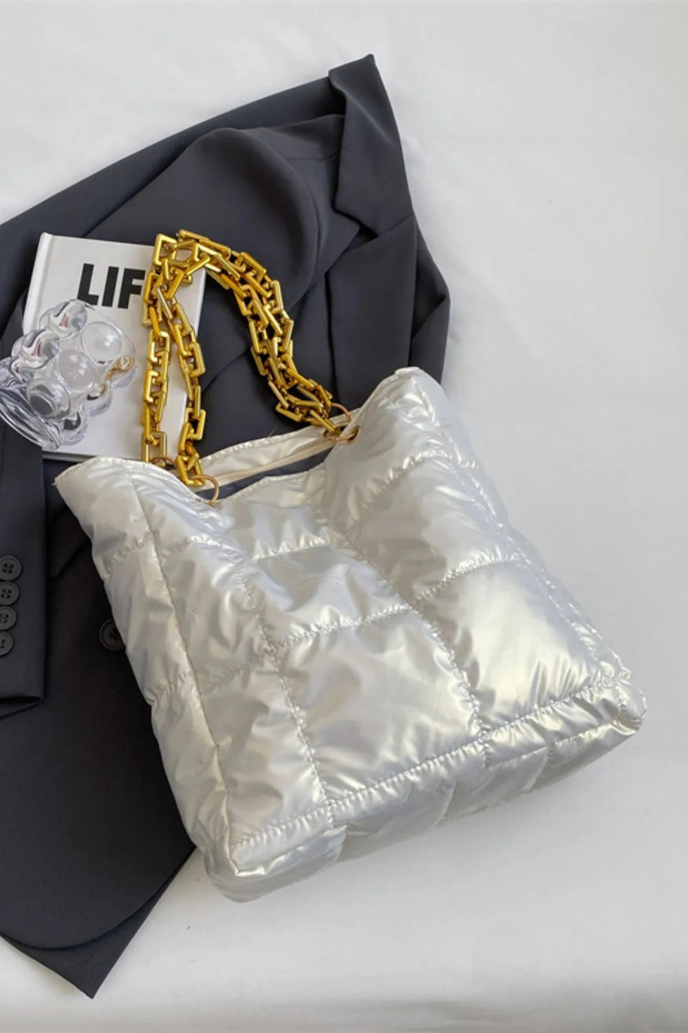 Bubble Texture Chain Handbag - Premium handbags from Trendsi - Just $19.99! Shop now at Handbags Specialist Headquarter