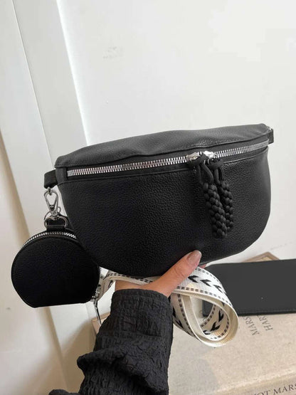 PU Leather Adjustable Strap Crossbody Bag with Coin Purse - Premium Crossbody Bag from Trendsi - Just $27.99! Shop now at Handbags Specialist Headquarter