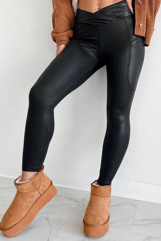 Pocketed V-Cut Waist Leggings - Premium Leggings from Trendsi - Just $62.70! Shop now at Handbags Specialist Headquarter