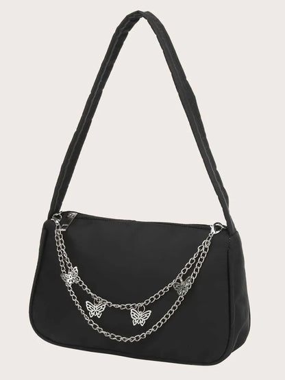 Butterfly Chain Polyester Handbag - Premium handbags from Trendsi - Just $14.99! Shop now at Handbags Specialist Headquarter