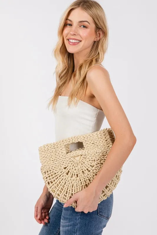 Fame Braided Semi Circle Tote Bag - Premium Tote Bag from Trendsi - Just $31.99! Shop now at Handbags Specialist Headquarter