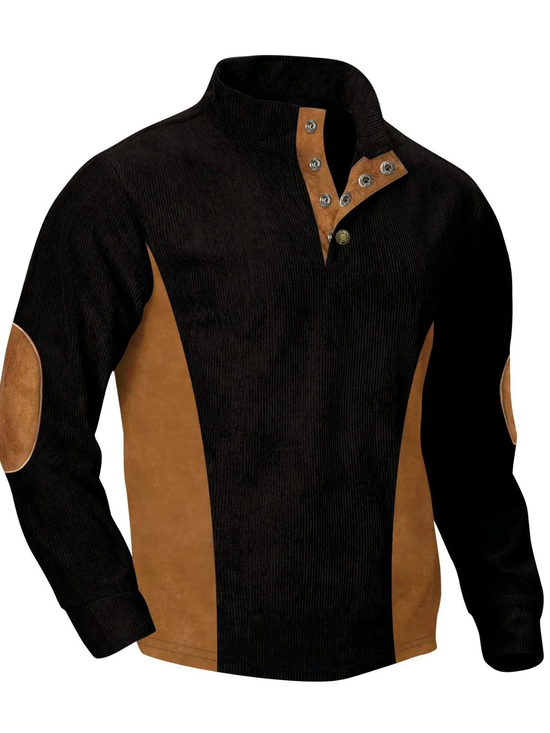 Men's Full Size Contrast Quarter Snap Long Sleeve Top Plus Size - Premium Men's Sweatshirts from Trendsi - Just $26.72! Shop now at Handbags Specialist Headquarter