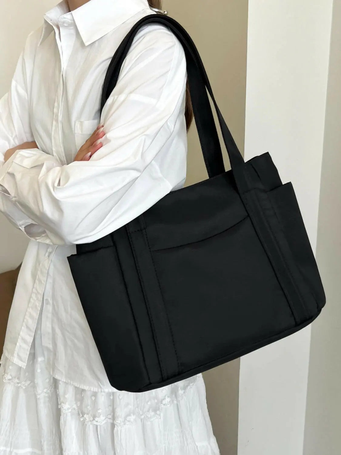 Oxford Cloth Tote Bag with Zipper - Premium Tote Bag from Trendsi - Just $25.64! Shop now at Handbags Specialist Headquarter