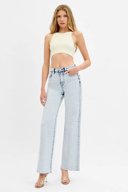 RISEN Full Size High Rise Wide Leg Jeans Plus Size - Premium Women / Jeans & Denim from Trendsi - Just $64.99! Shop now at Handbags Specialist Headquarter