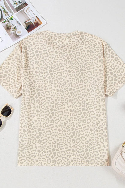 MAMA Letter Graphic Leopard Round Neck T-Shirt - Premium Tops from Trendsi - Just $23.28! Shop now at Handbags Specialist Headquarter
