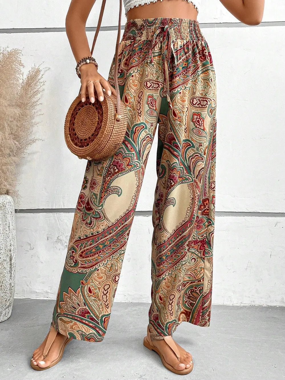 Printed Wide Leg Pants - Premium Women Pants from Trendsi - Just $27.99! Shop now at Handbags Specialist Headquarter