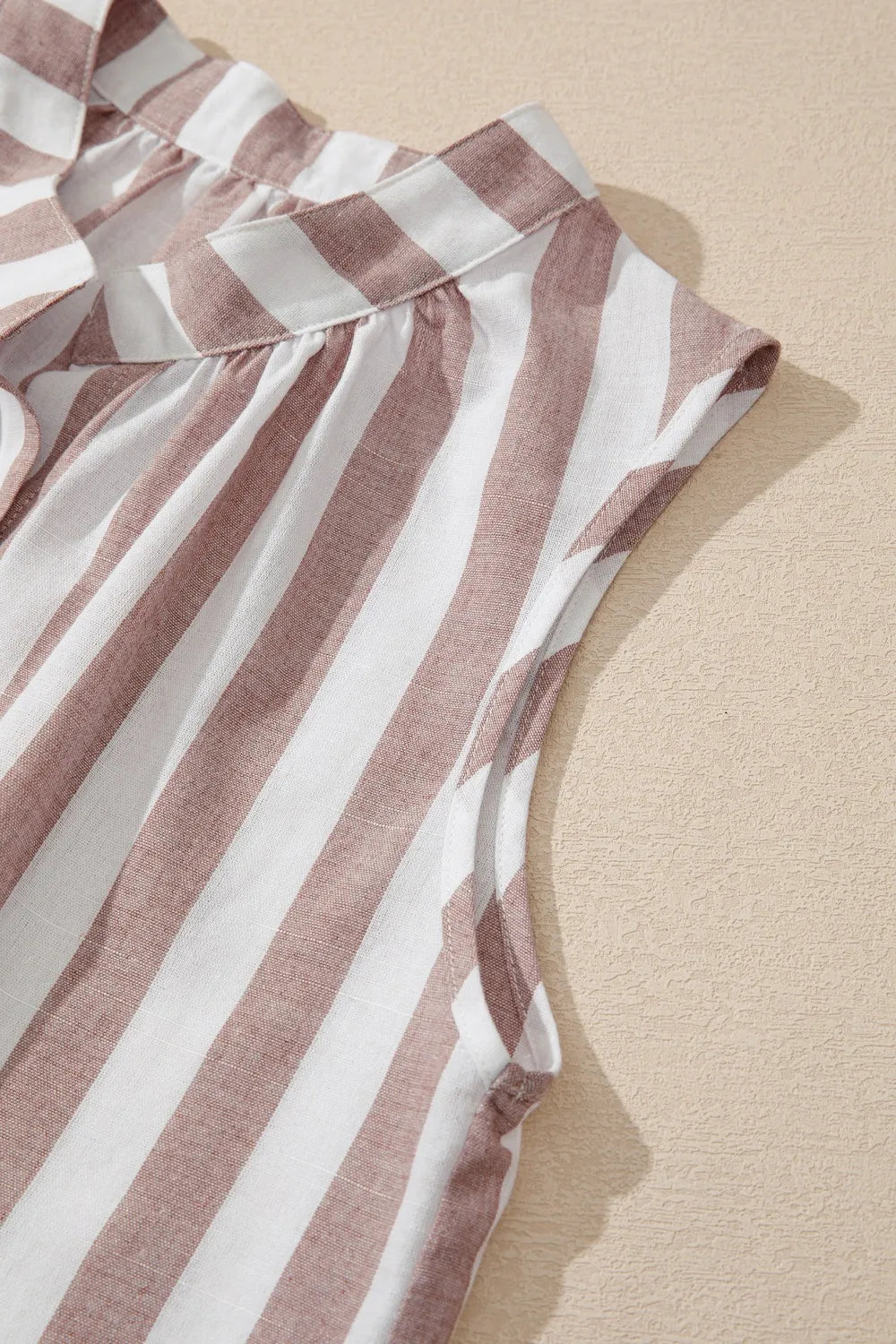 Stripe Button Down Sleeveless Shirt - Premium Women's Down Shirt Tops from Trendsi - Just $17.84! Shop now at Handbags Specialist Headquarter