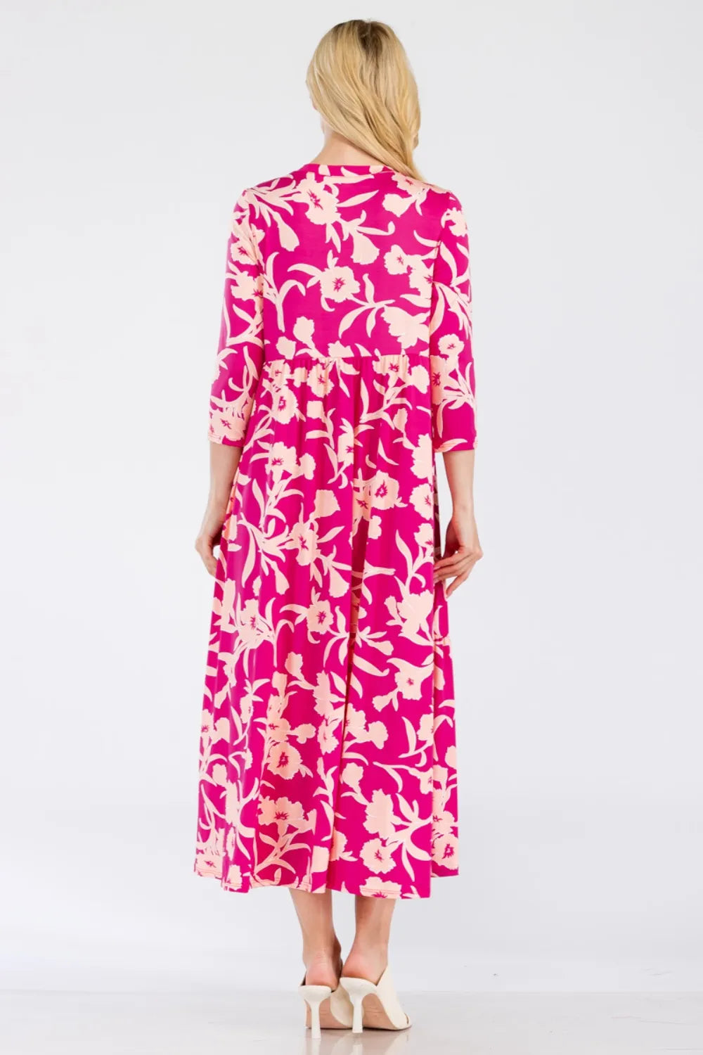 Celeste Full Size Floral Round Neck Ruffle Hem Dress - Premium Dresses from Trendsi - Just $50.99! Shop now at Handbags Specialist Headquarter