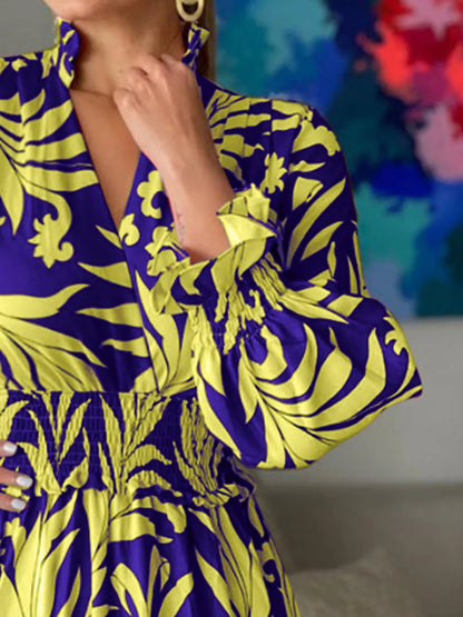 Printed Flounce Sleeve Maxi Dress - Premium Maxi Dress from Trendsi - Just $48.99! Shop now at Handbags Specialist Headquarter