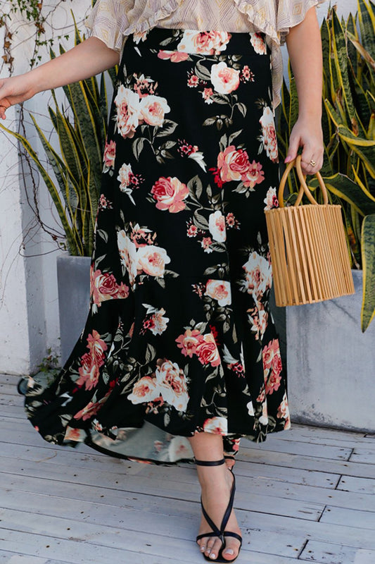 Plus Size Floral High-Rise Skirt - Premium  from Trendsi - Just $37.99! Shop now at Handbags Specialist Headquarter