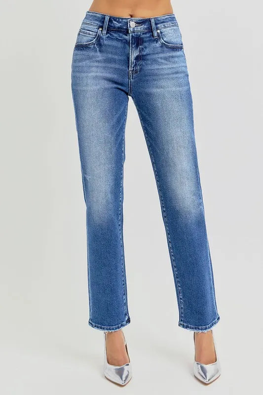 RISEN Mid Rise Ankle Tapered Jeans - Premium Women / Jeans & Denim from Trendsi - Just $58.34! Shop now at Handbags Specialist Headquarter