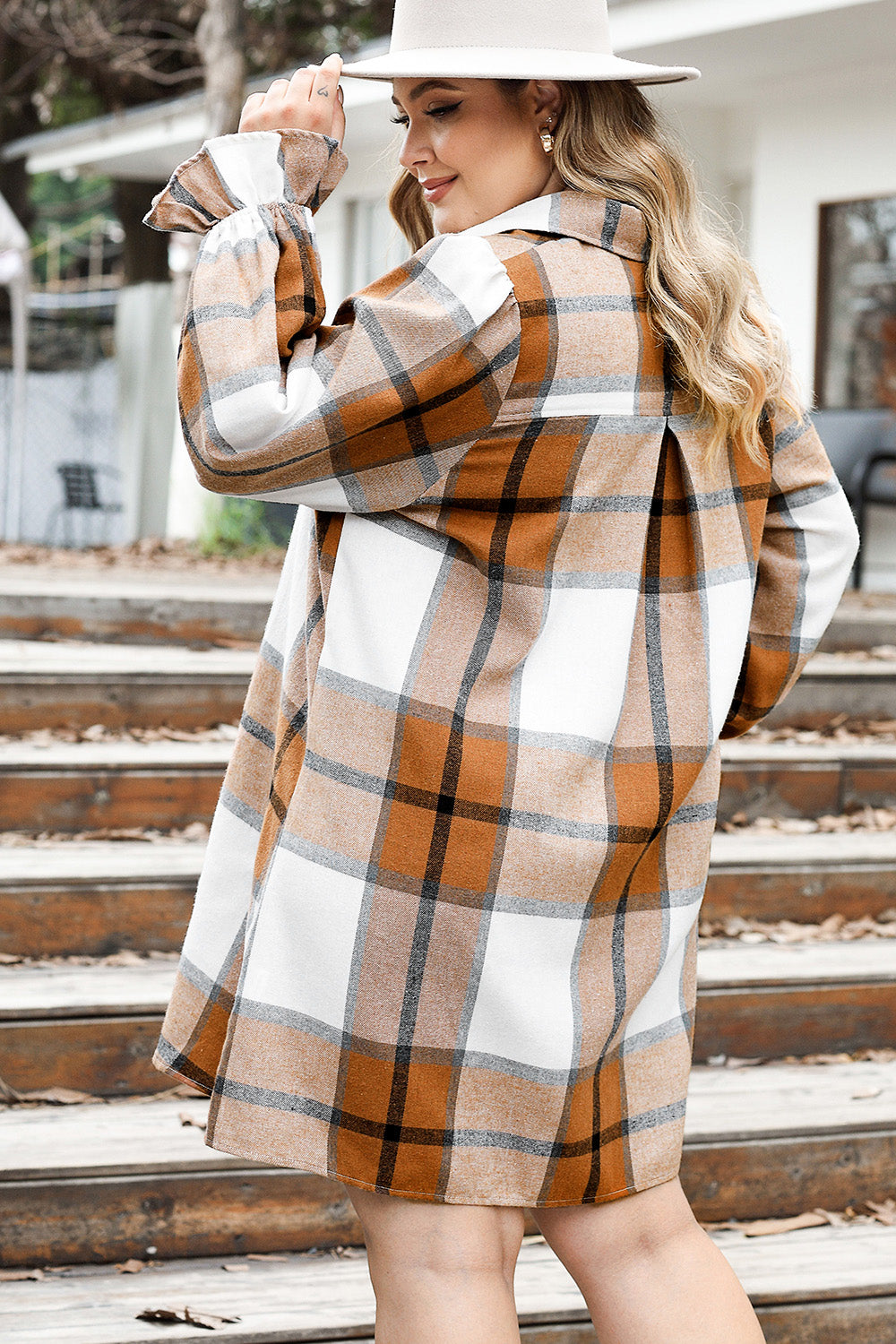 Plus Size Plaid Button Up Shirt Dress - Premium Plus Size Shirts from Trendsi - Just $33! Shop now at Handbags Specialist Headquarter