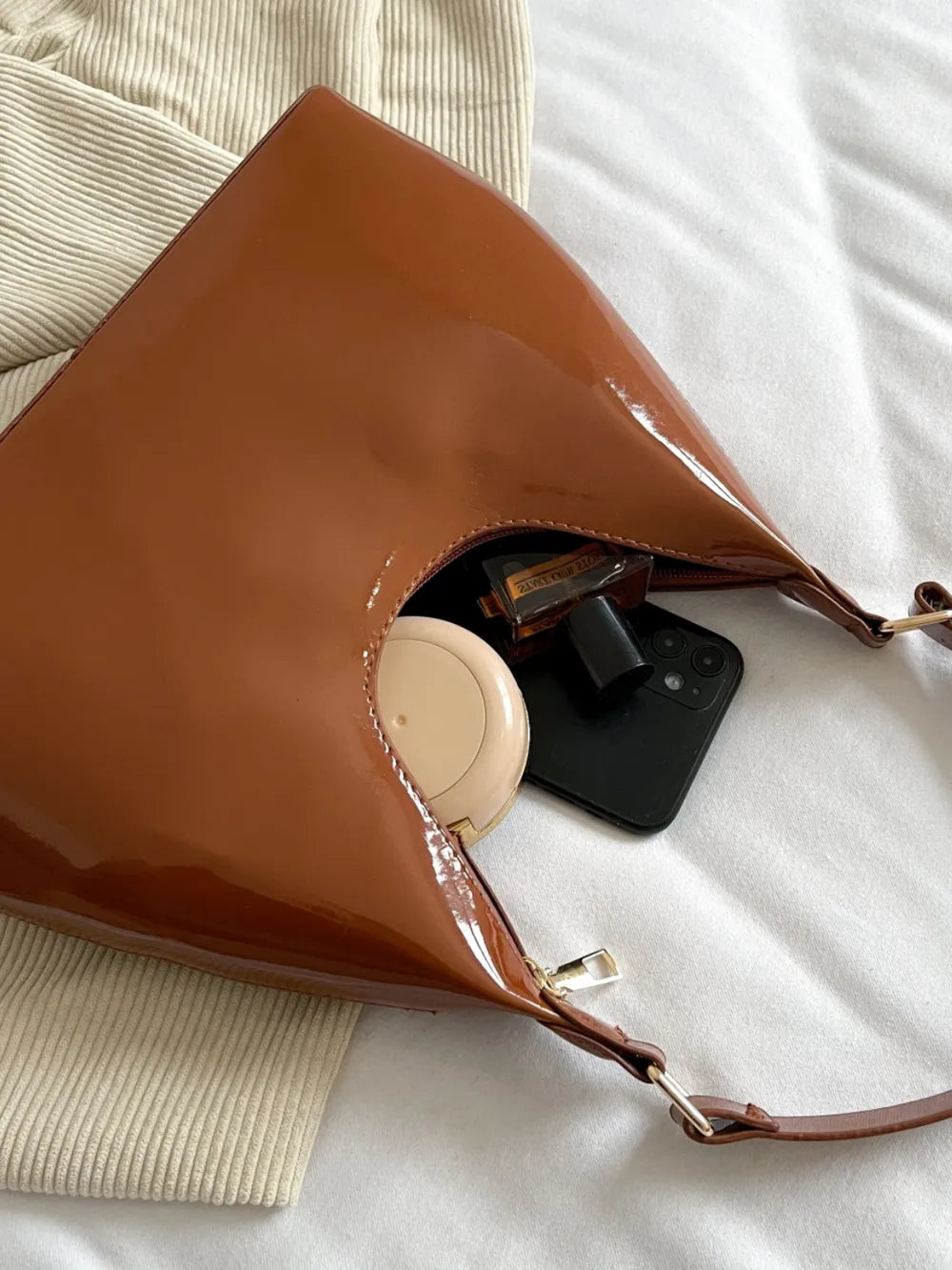 Mirror Surface Shoulder Bag - Premium Tote Bag from Trendsi - Just $39.99! Shop now at Handbags Specialist Headquarter