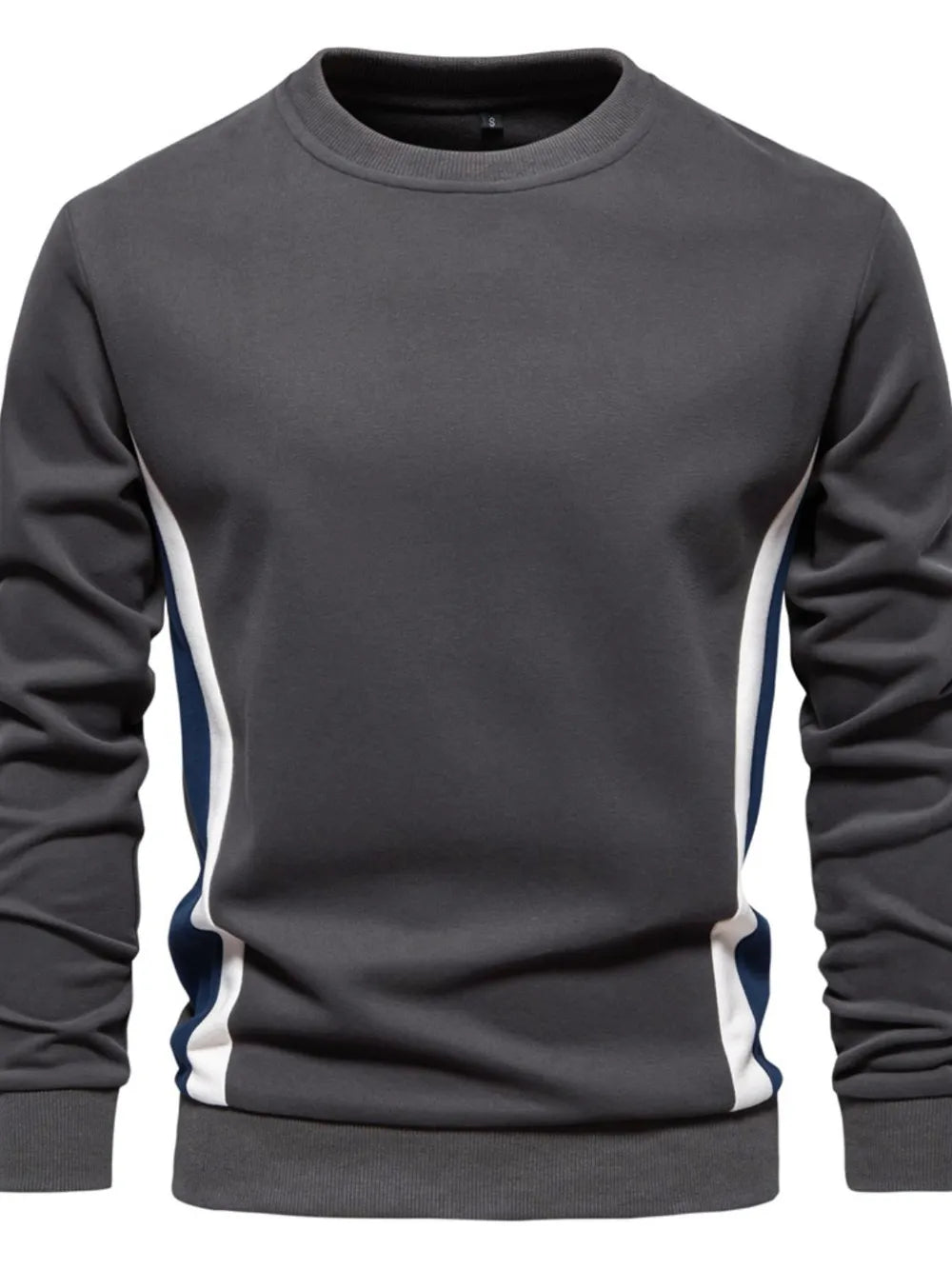 Men's Side Striped Contrast Round Neck Sweatshirt - Premium Men's Sweatshirts from Trendsi - Just $36.54! Shop now at Handbags Specialist Headquarter