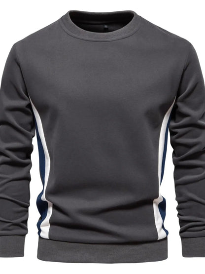 Men's Side Striped Contrast Round Neck Sweatshirt - Premium Men's Sweatshirts from Trendsi - Just $36.54! Shop now at Handbags Specialist Headquarter