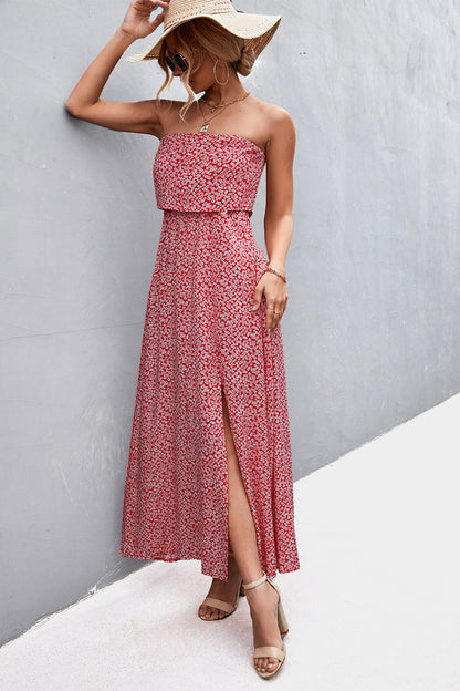 Strapless Split Maxi Dress - Premium Maxi Dress from Trendsi - Just $31.99! Shop now at Handbags Specialist Headquarter