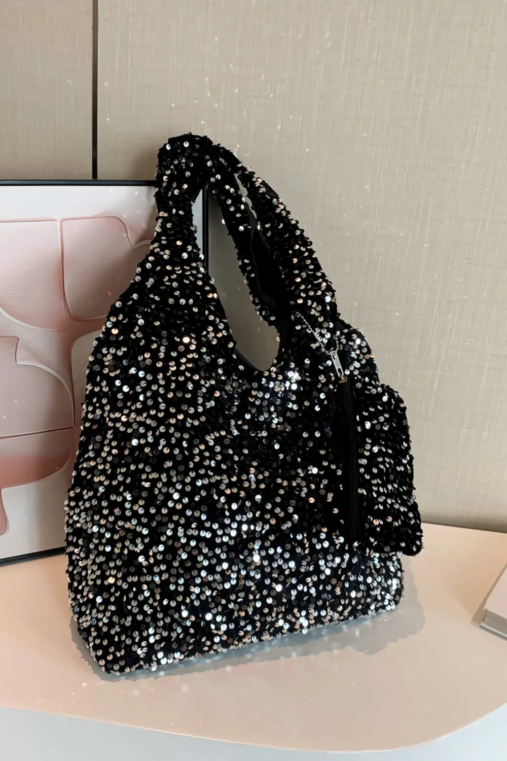 Sequin Polyester Handbag - Premium Tote Bag from Trendsi - Just $32.99! Shop now at Handbags Specialist Headquarter