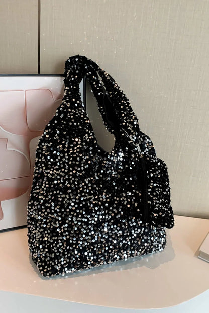 Sequin Polyester Handbag - Premium Tote Bag from Trendsi - Just $32.99! Shop now at Handbags Specialist Headquarter